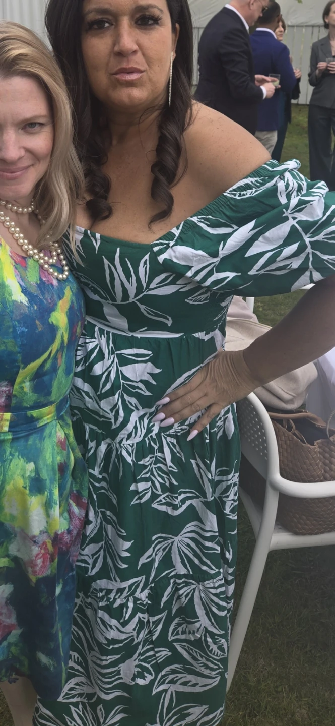Green floral midi dress with square neck - photo 4