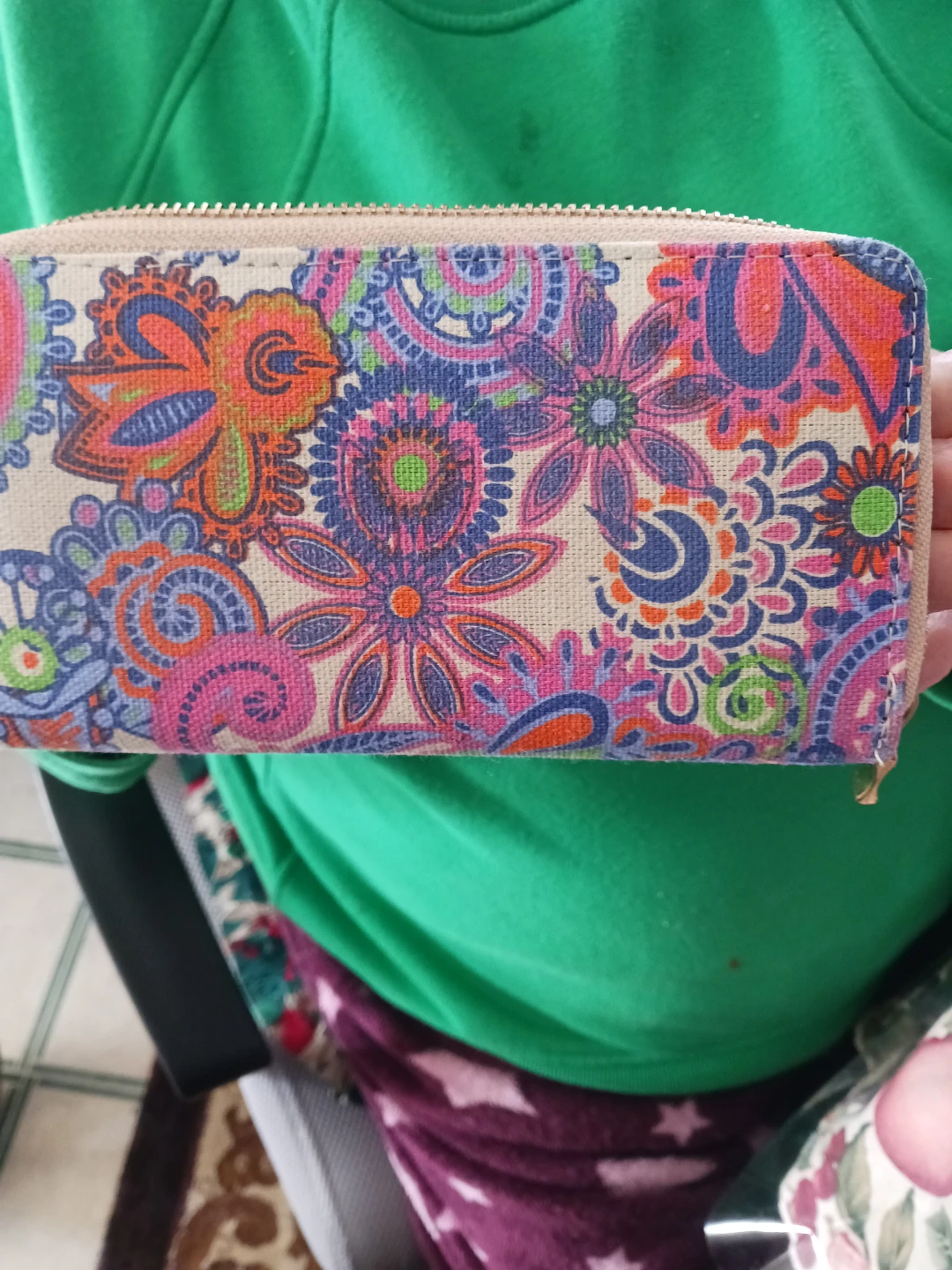 Wallet with colourful floral pattern