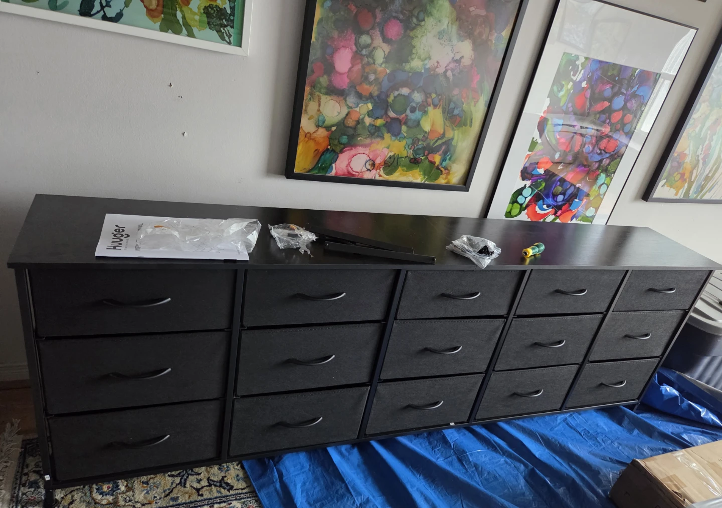 Black 16-Drawer Storage Unit