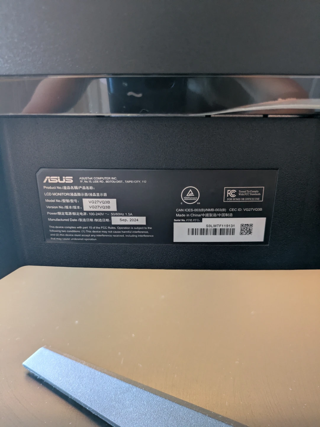 ASUS TUF Gaming VG27VQ 27" Curved Monitor - photo 3