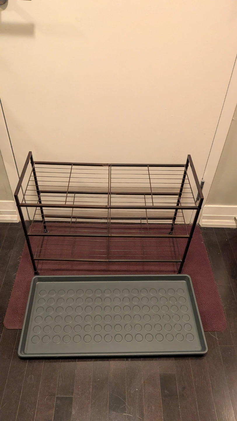2-Tier Metal Shoe Rack with Boot Tray - photo 2