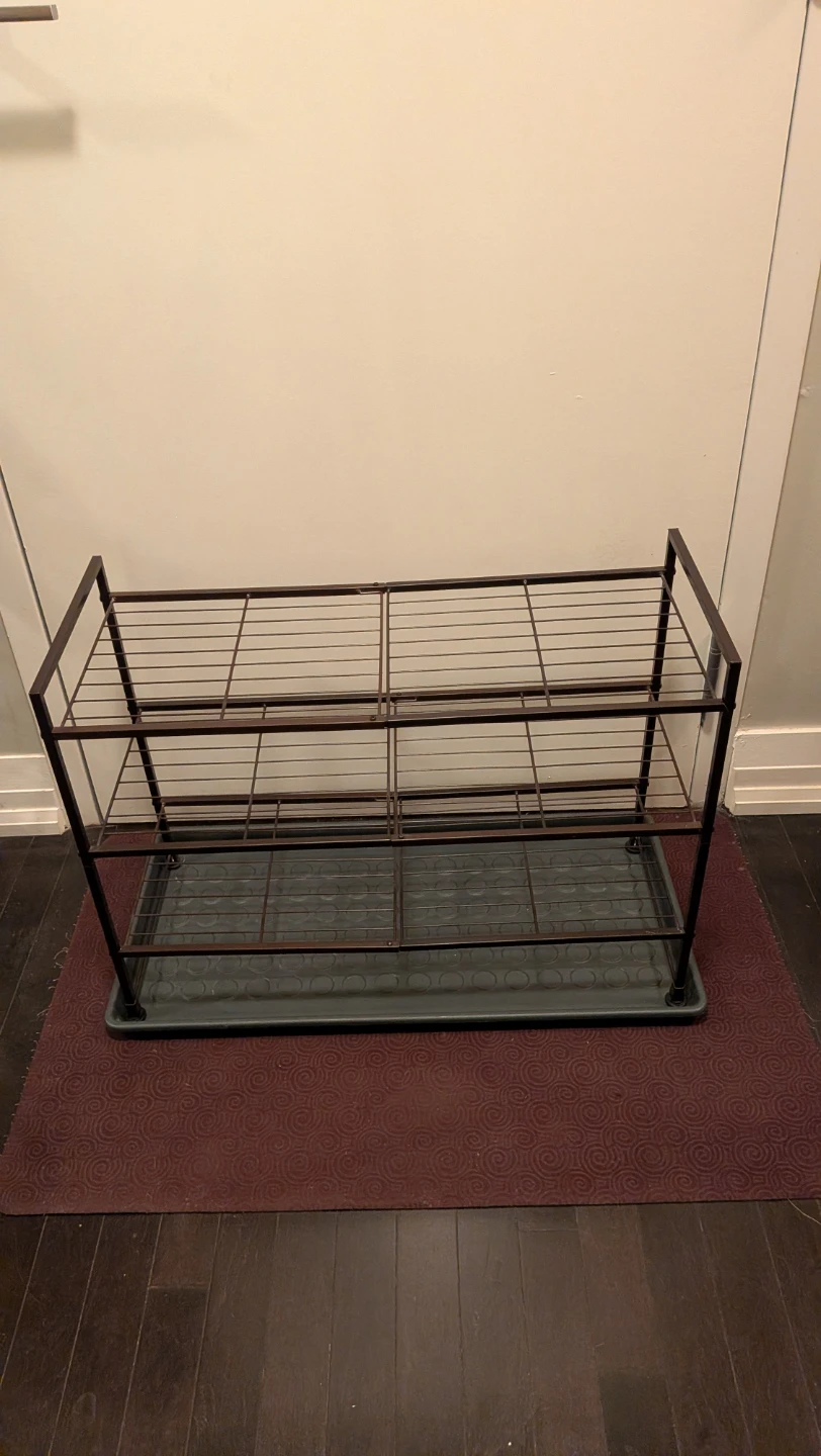 2-Tier Metal Shoe Rack with Boot Tray - photo 3