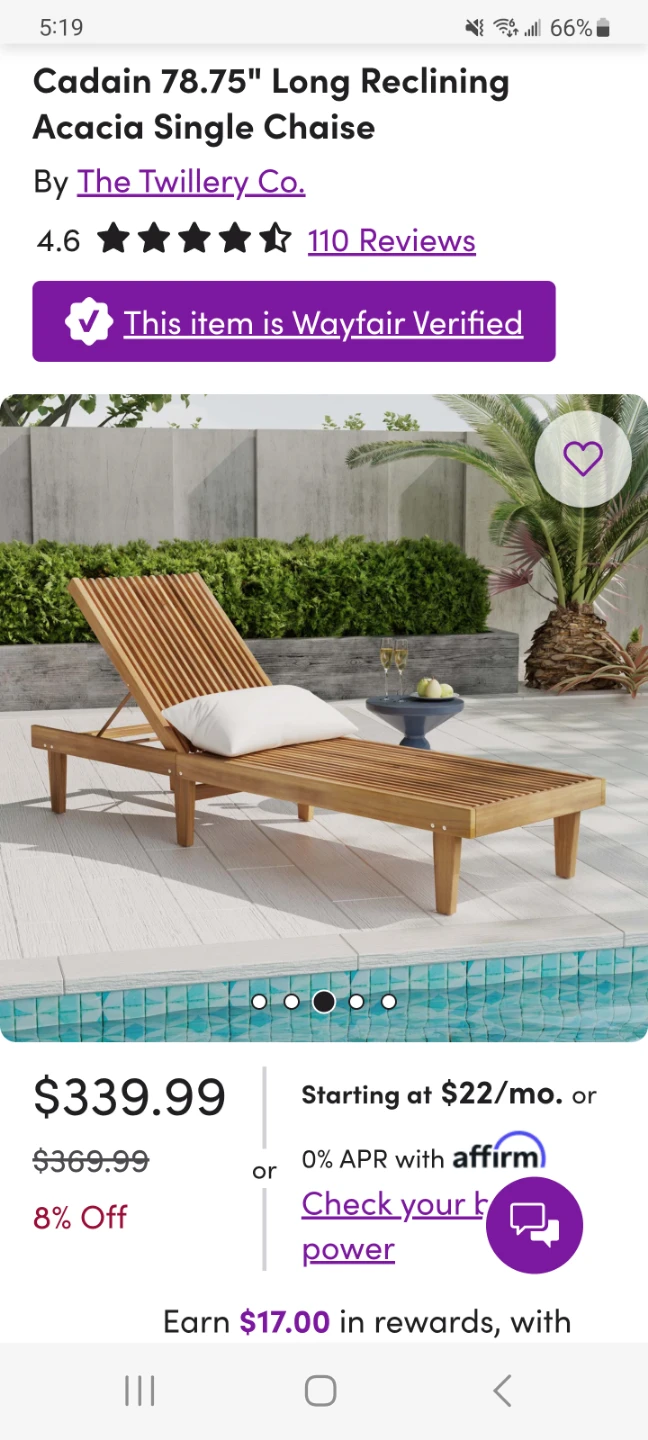 Acacia Wood Chaise Lounge - photo 2