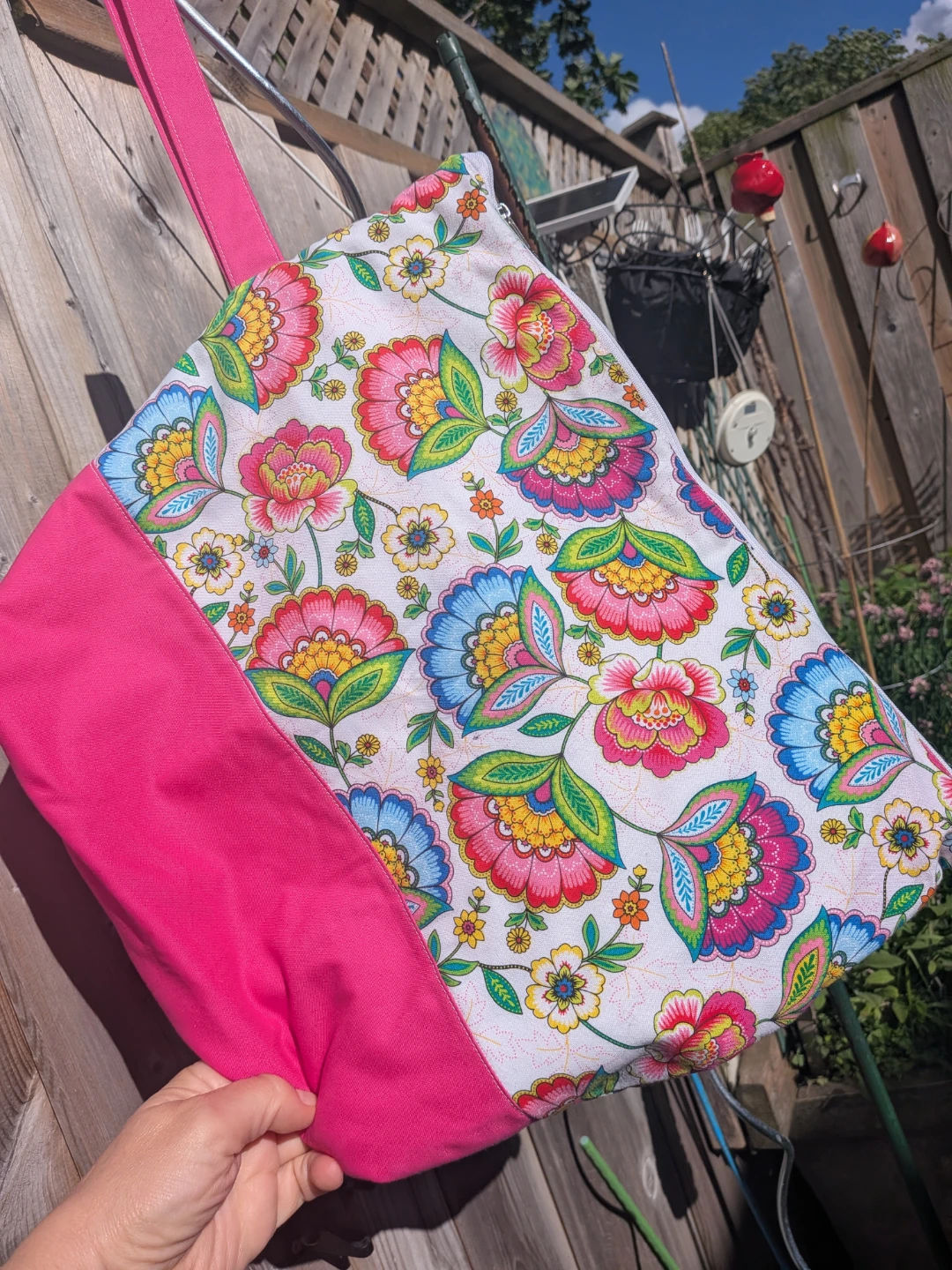 JOJO BAGS knitting/crochet  tote bag with floral print