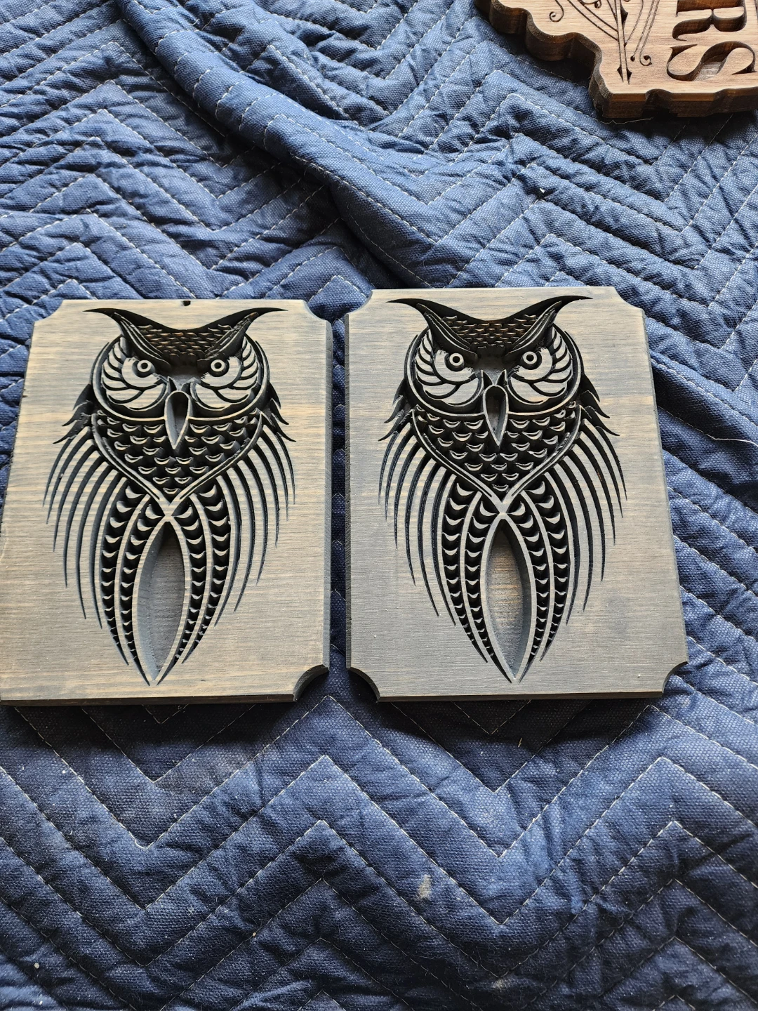 Hand-Carved Wooden Owl Wall Art (Set of 2)