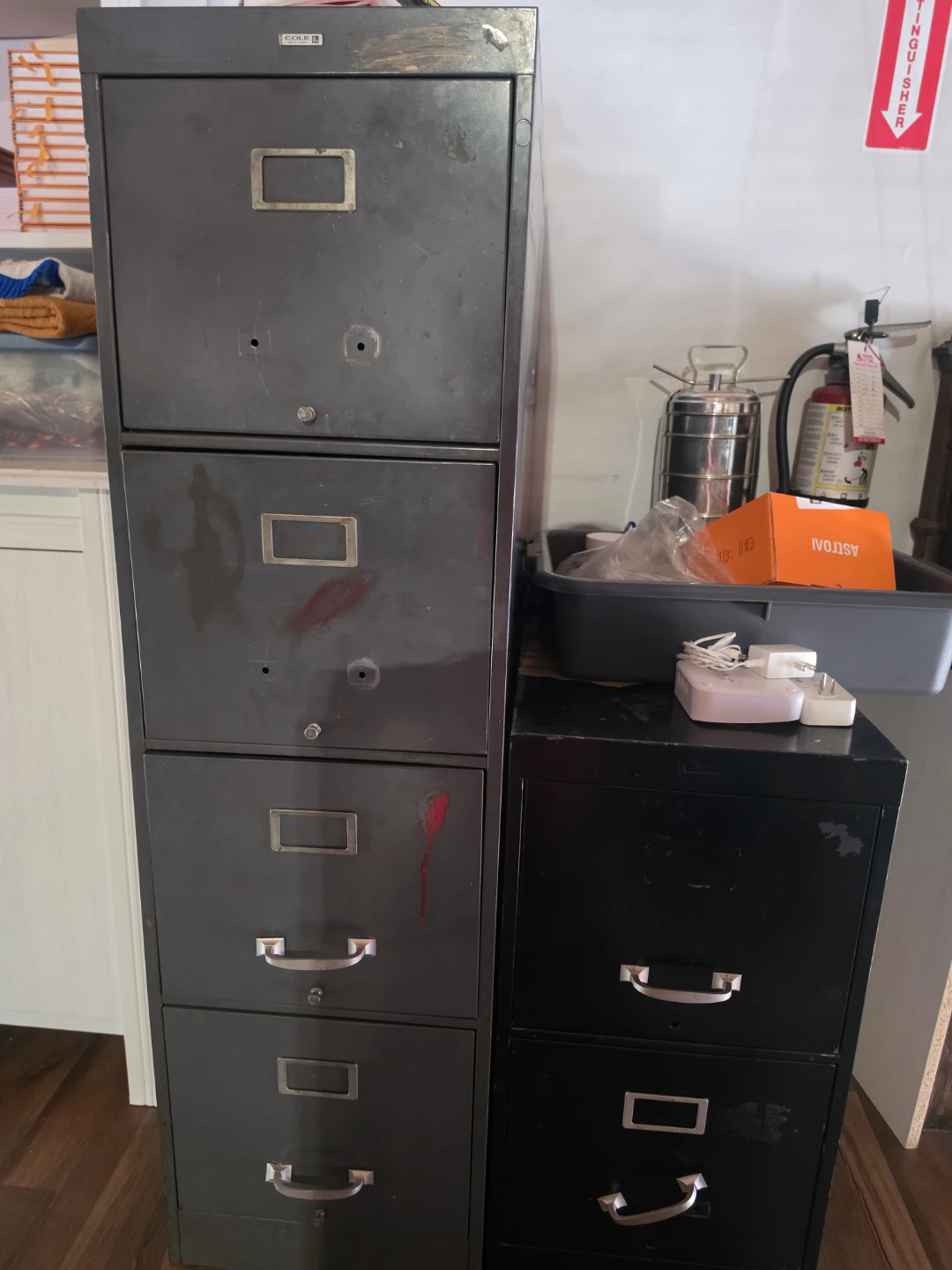 Vintage Metal 4-Drawer Filing Cabinet