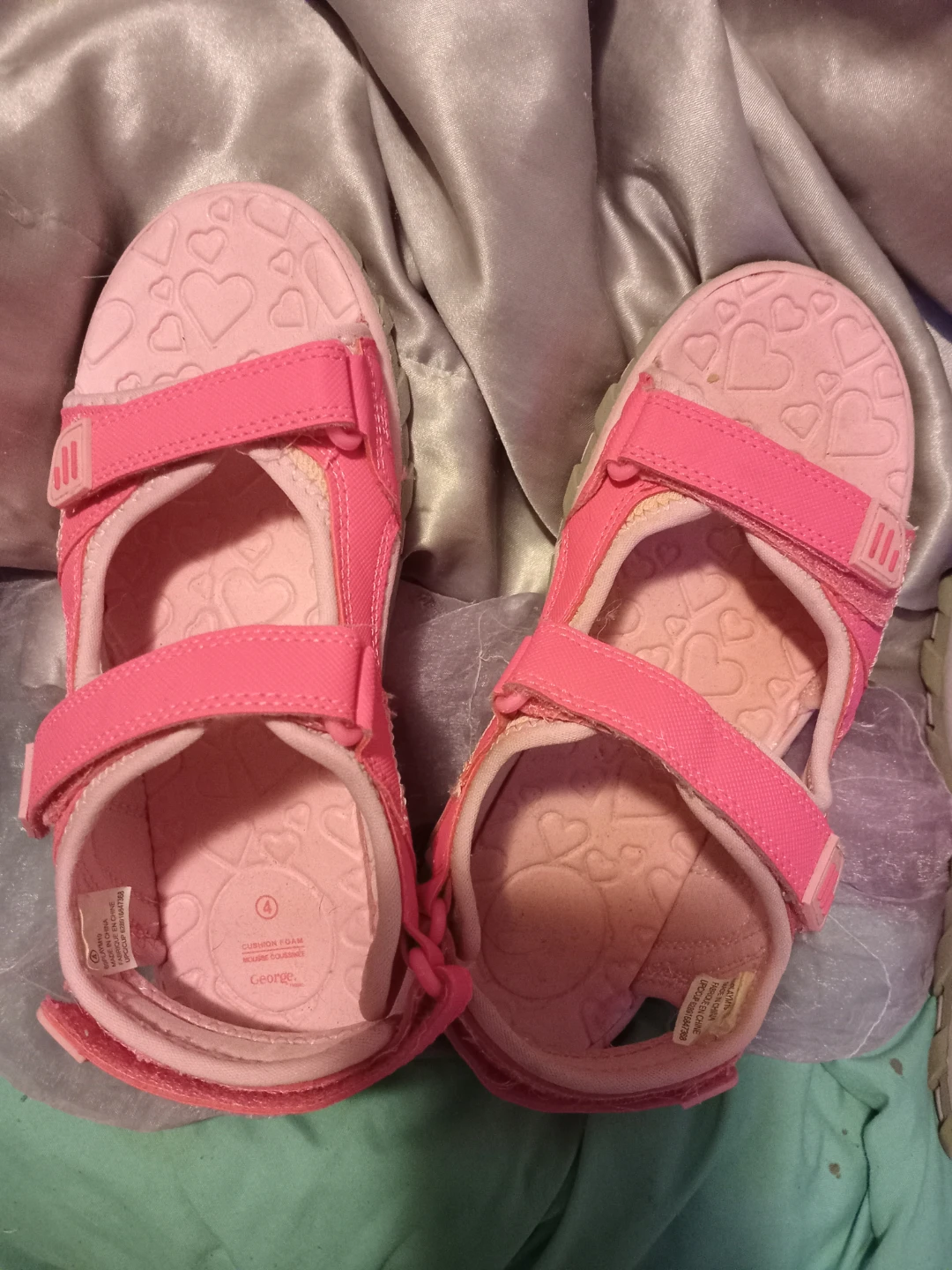 George Kids Pink & Purple Heart Sandals