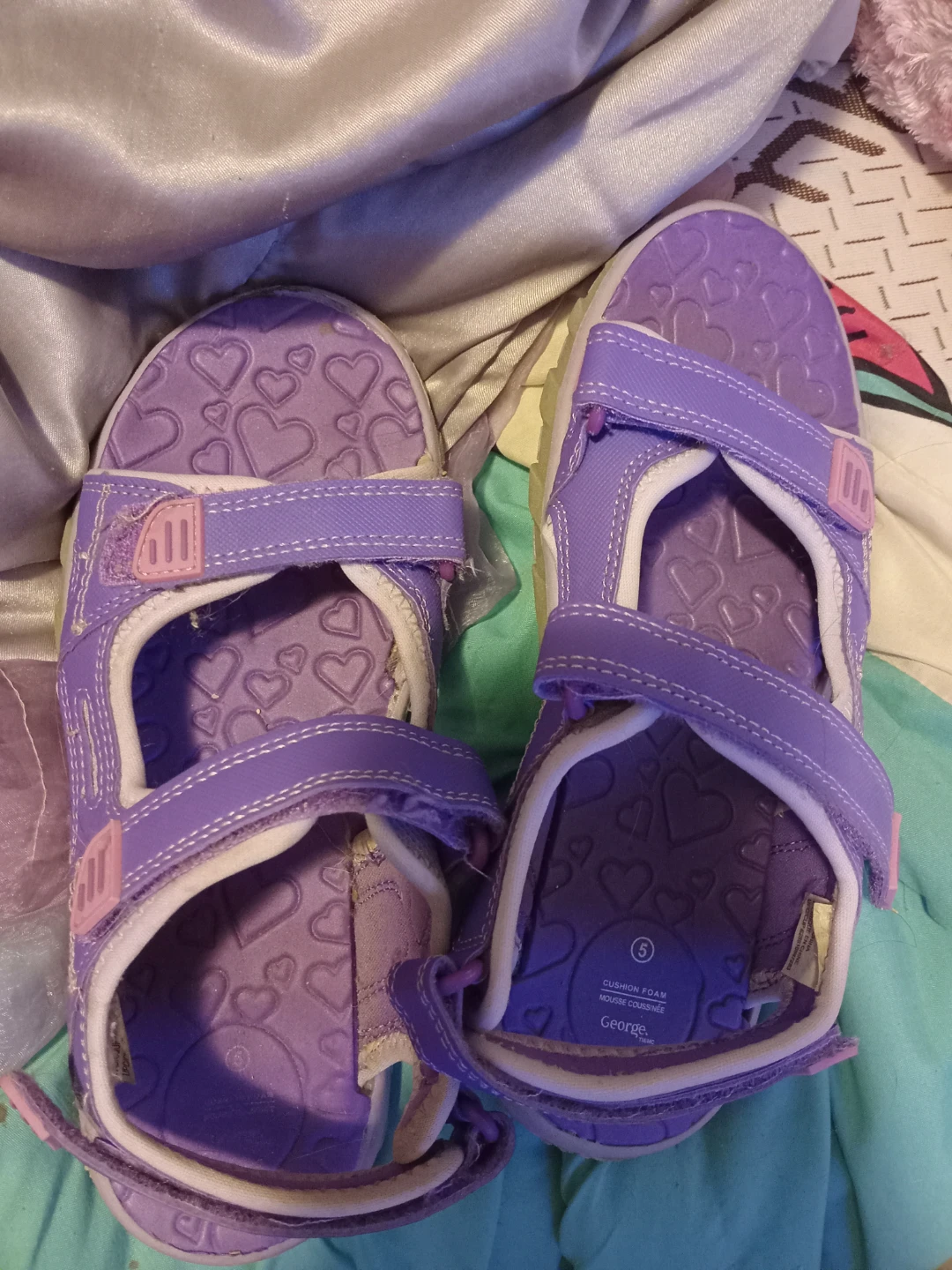 George Kids Pink & Purple Heart Sandals - photo 2