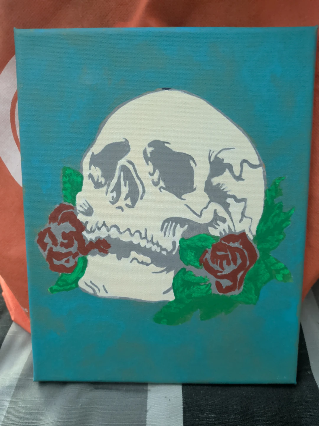 Canvas Painting - Skull and Roses