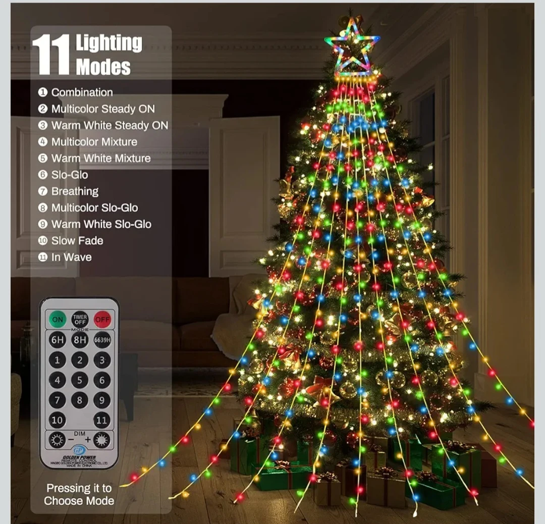 Christmas Star String Lights - Outdoor Waterproof, 11 Modes - photo 2