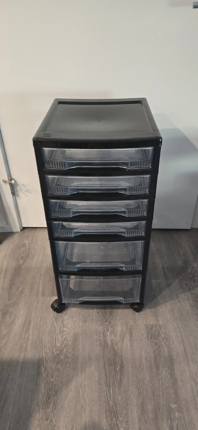 Black 6-Drawer Rolling Storage Cart