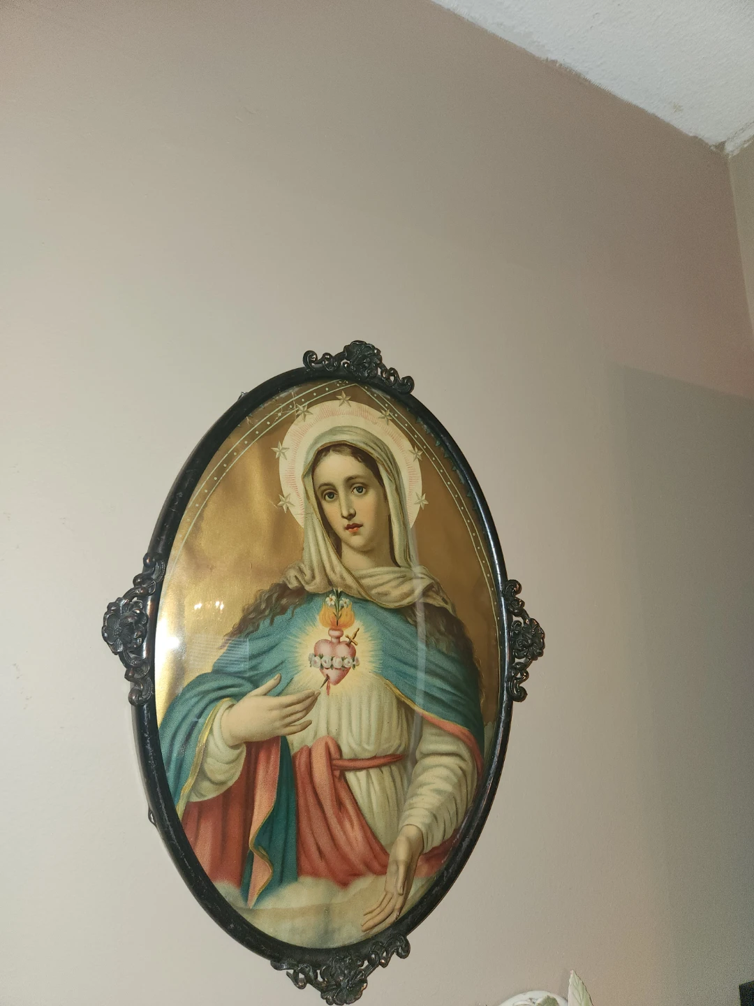 Vintage, Framed Imaged of the Immaculate Heart of Mary