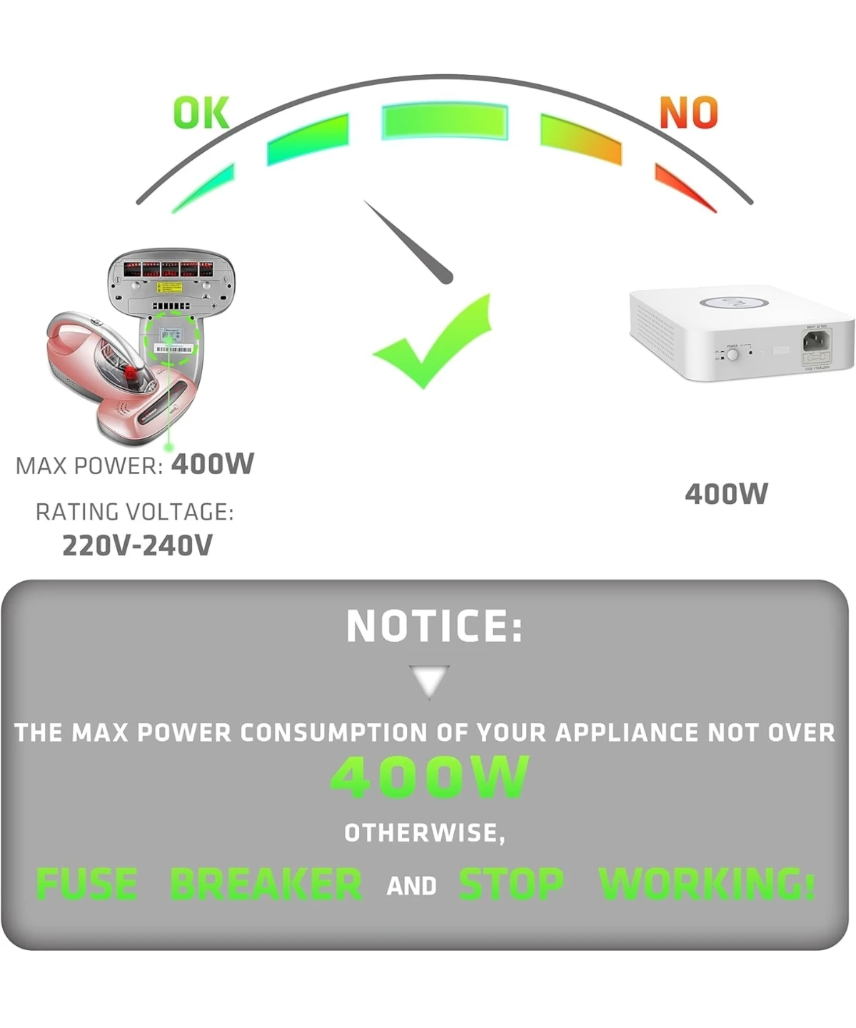 110V to 220V Step Up Voltage Converter - photo 3