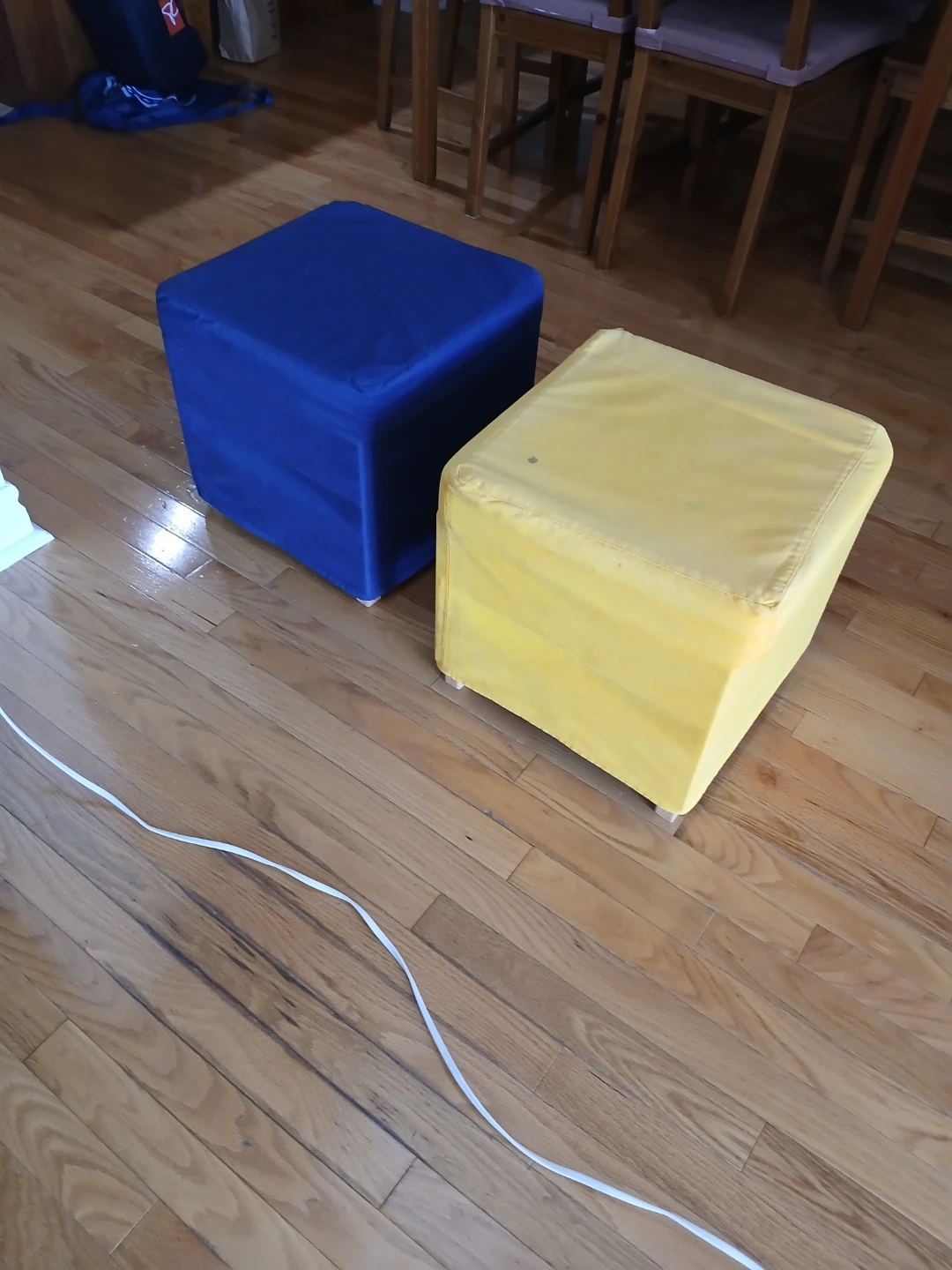 Yellow and Blue Ottomans (Set of 2) - photo 3