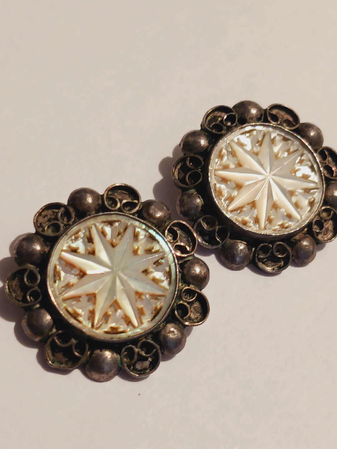 Sterling Silver Jerusalem Mother of Pearl Clip on Earrings - photo 2