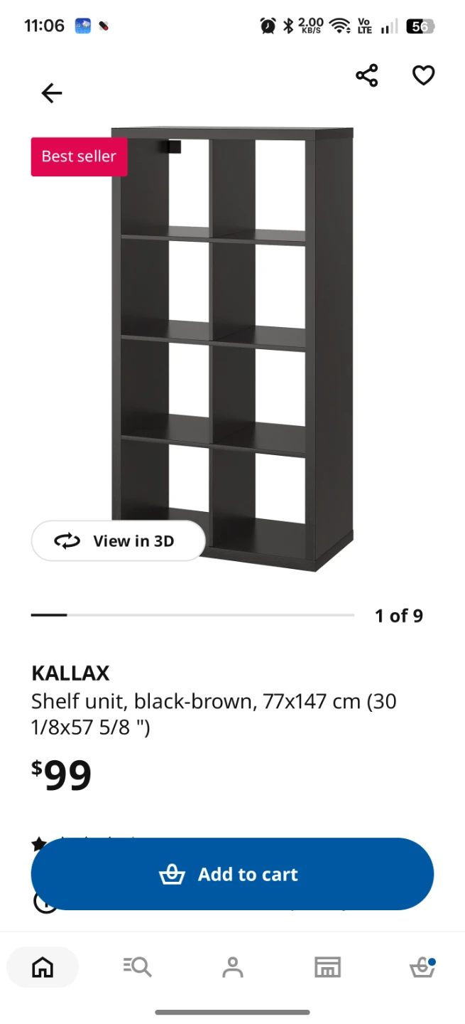 IKEA KALLAX Shelf Unit - Black-Brown - photo 2