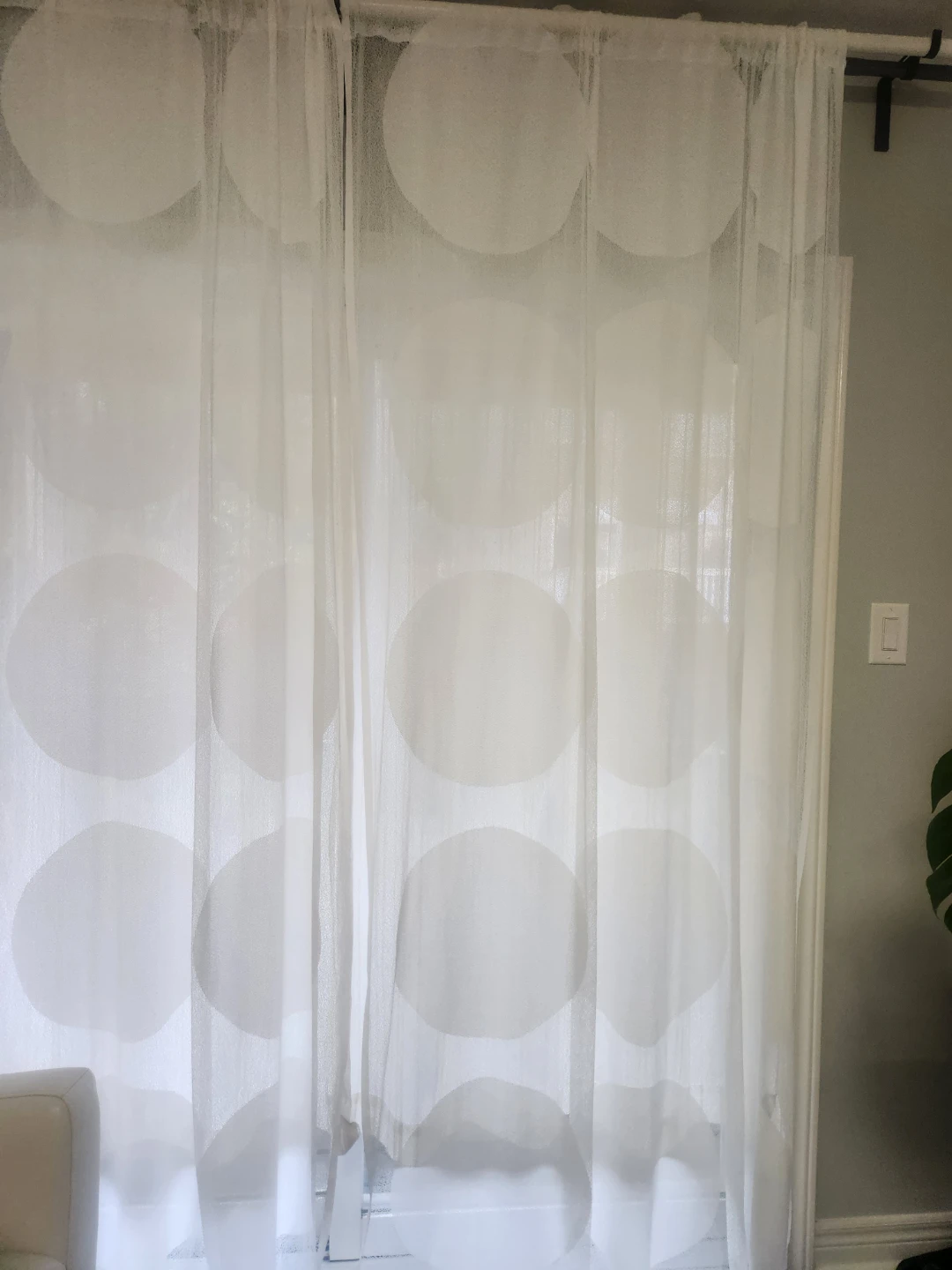 White sheer curtains with polka dot pattern - photo 2