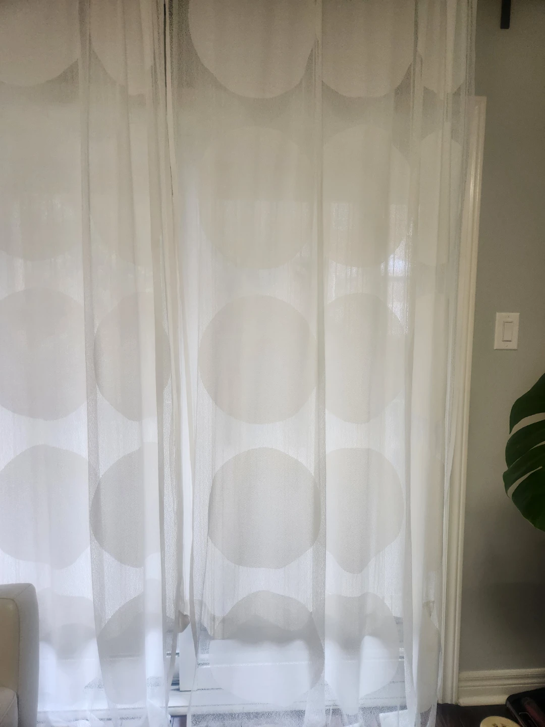 White sheer curtains with polka dot pattern - photo 3