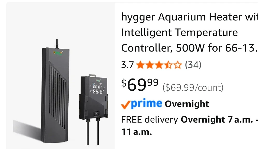 hygger Aquarium Heater, Intelligent Temperature Controller, 500W