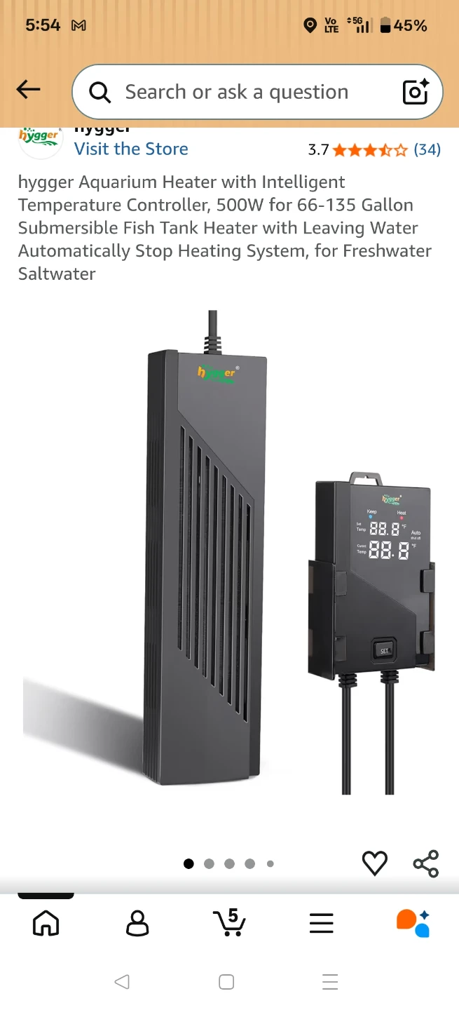 hygger Aquarium Heater, Intelligent Temperature Controller, 500W - photo 3