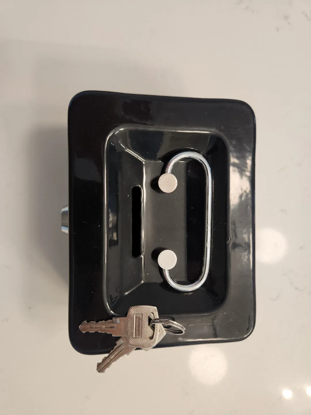 Black Metal Cash Box with Key