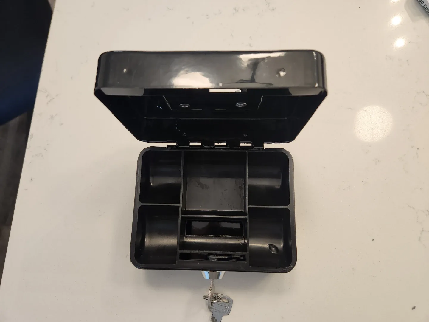 Black Metal Cash Box with Key - photo 2