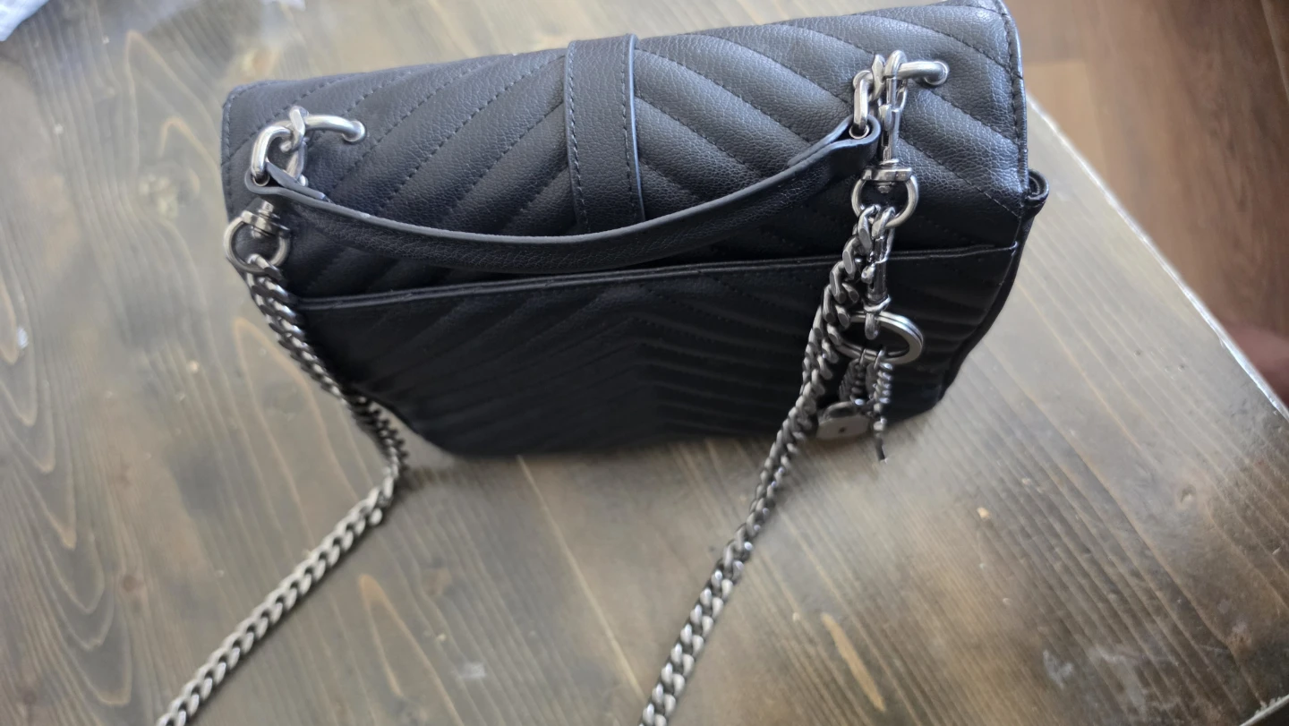 Saint Laurent Black Chevron Leather Chain Bag - photo 2