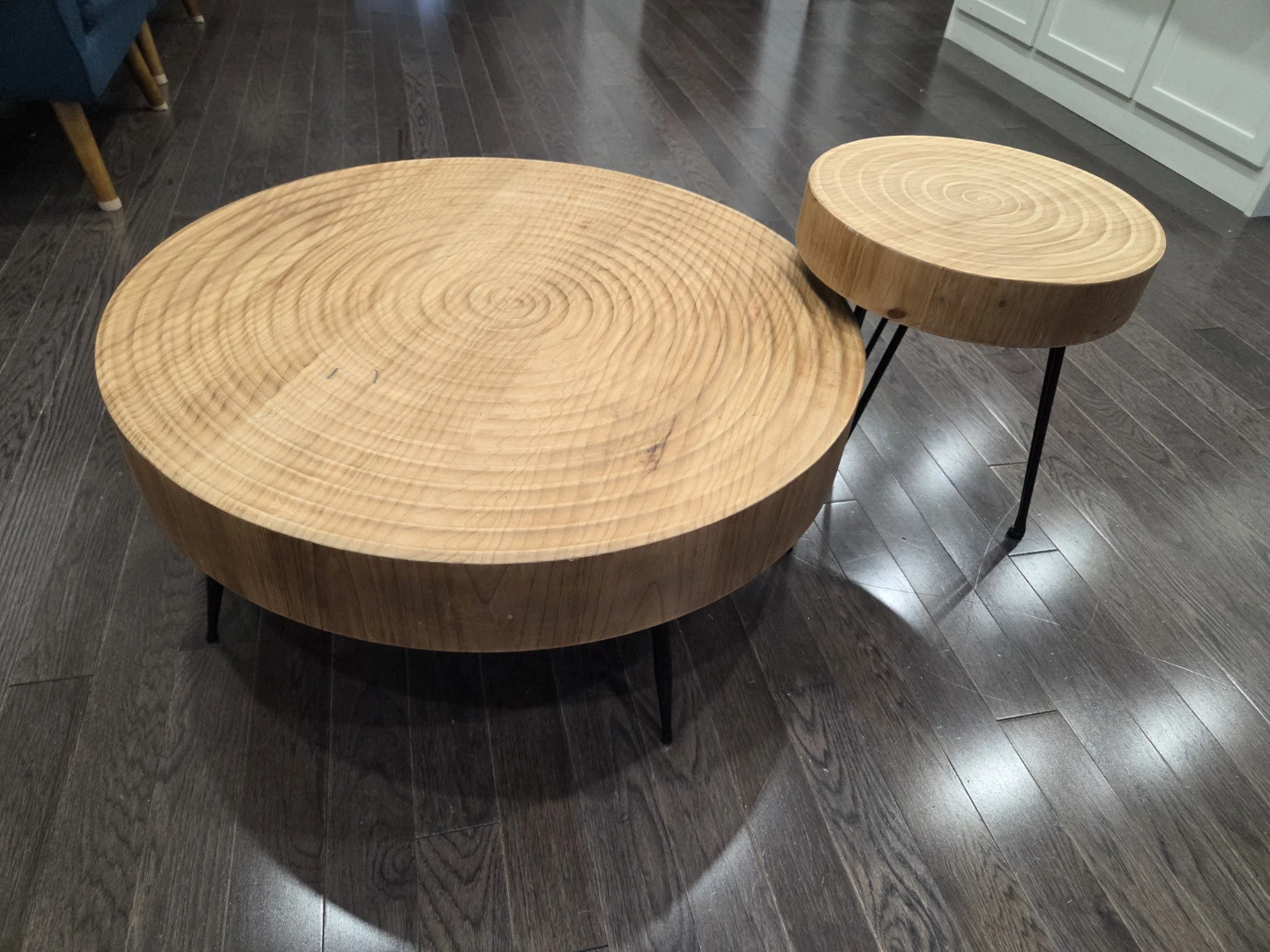 Wood Slice Coffee Table and End Table Set