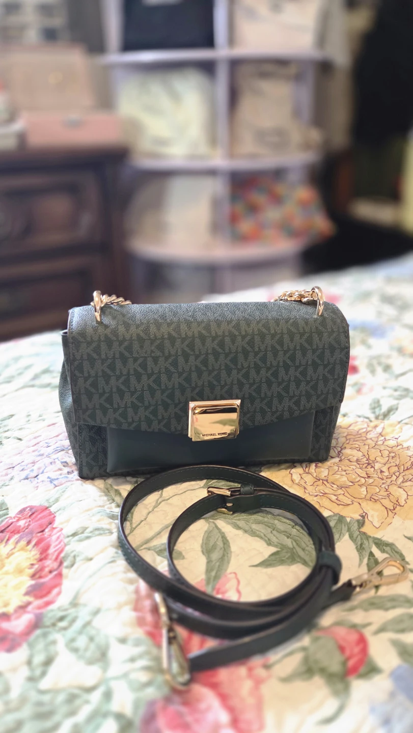 Michael Kors Shoulder Bag - Dark Green MK Print