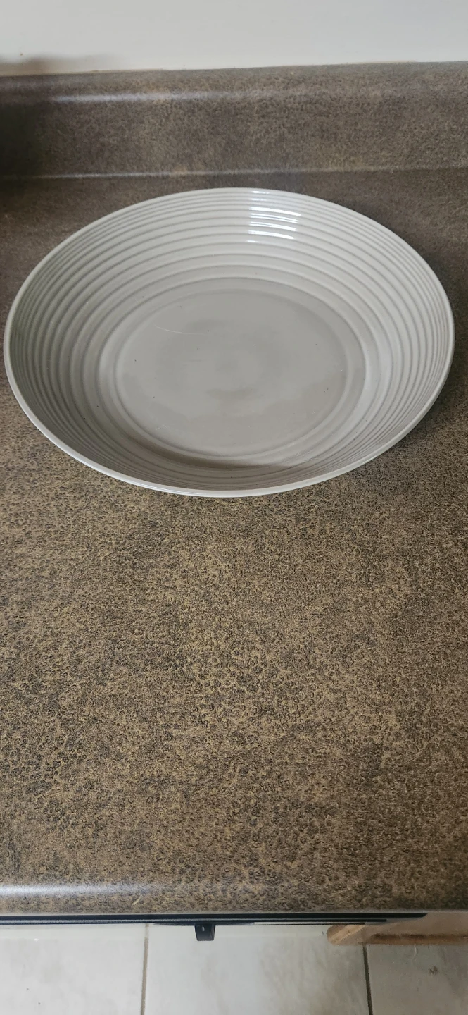 Grey ribbed serving platter