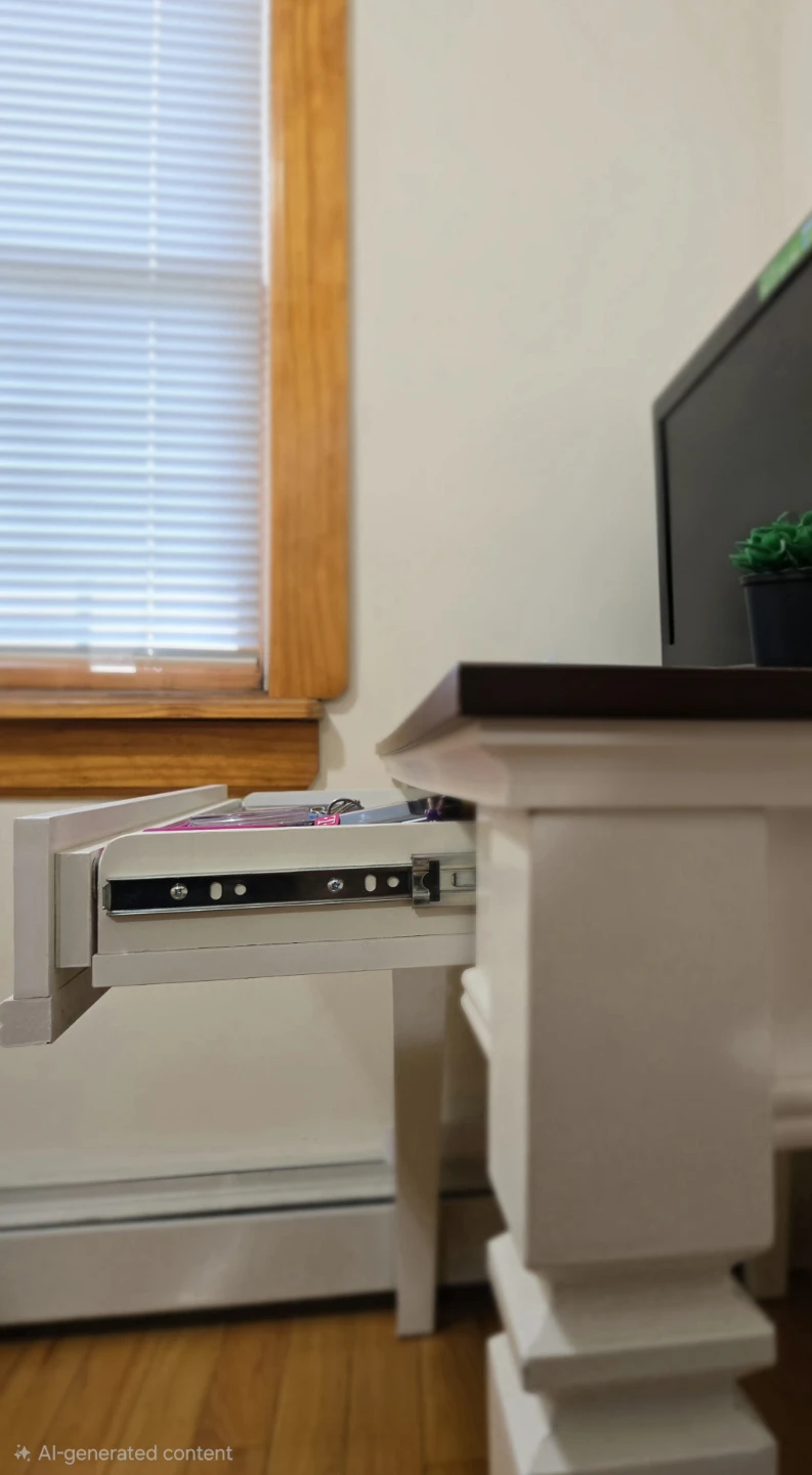 White Desk with Dark Top - photo 2