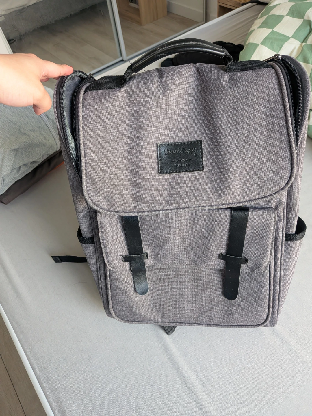Grey backpack