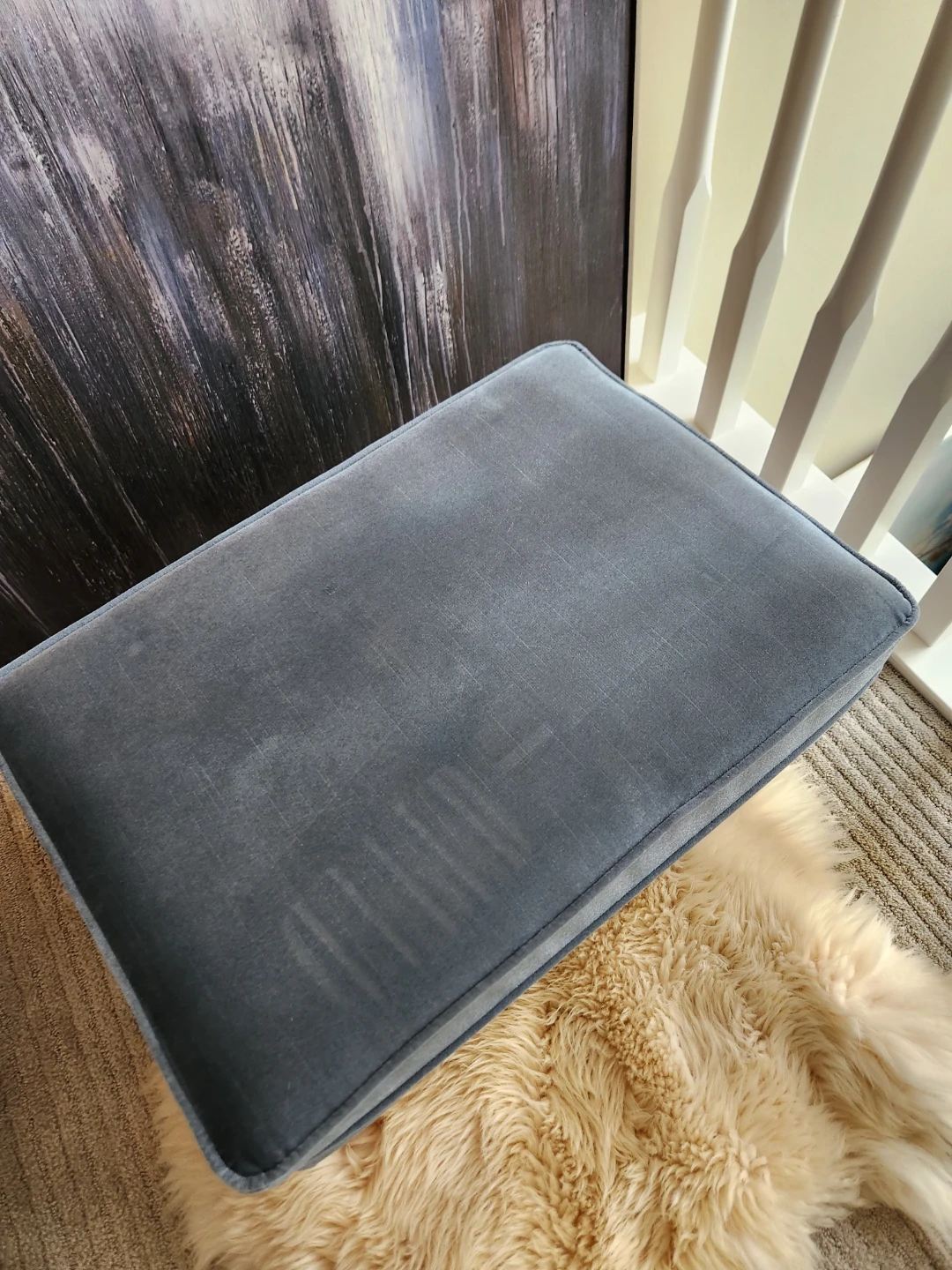 Blue Velvet  Ottoman great 1960s find - photo 2