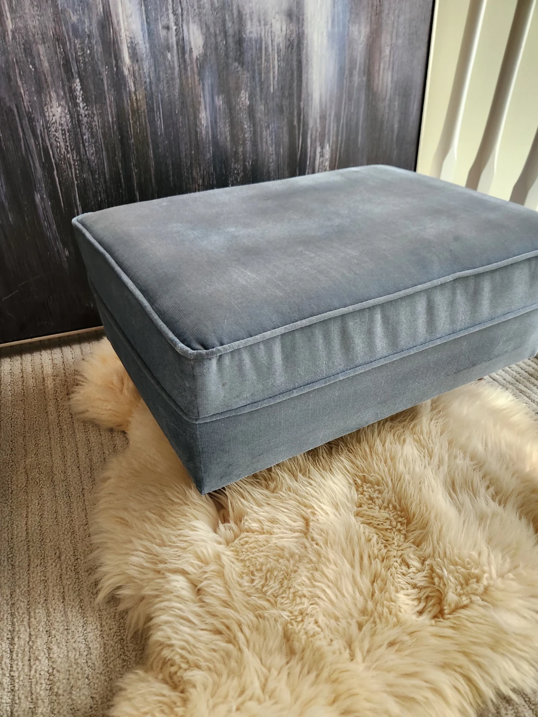 Blue Velvet  Ottoman great 1960s find - photo 4