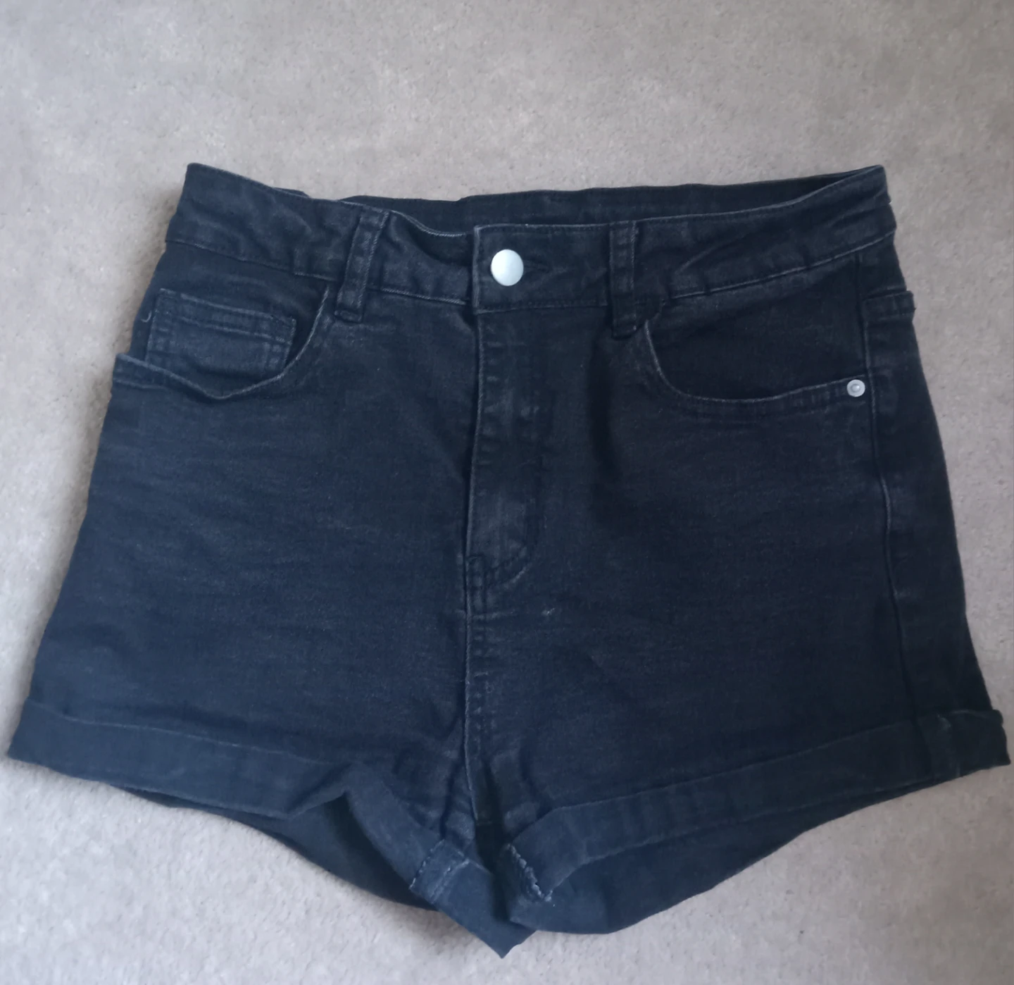 Black Denim High-Waisted Shorts - photo 2