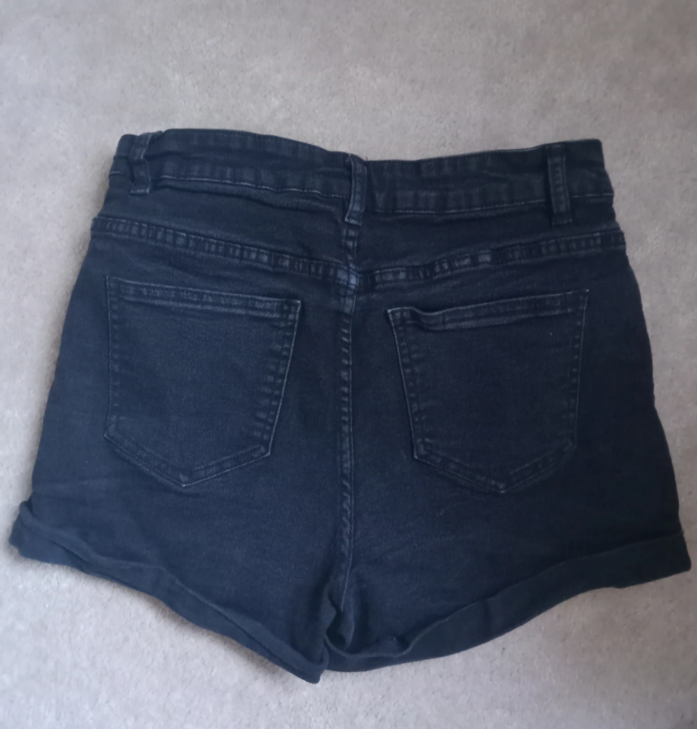 Black Denim High-Waisted Shorts - photo 3