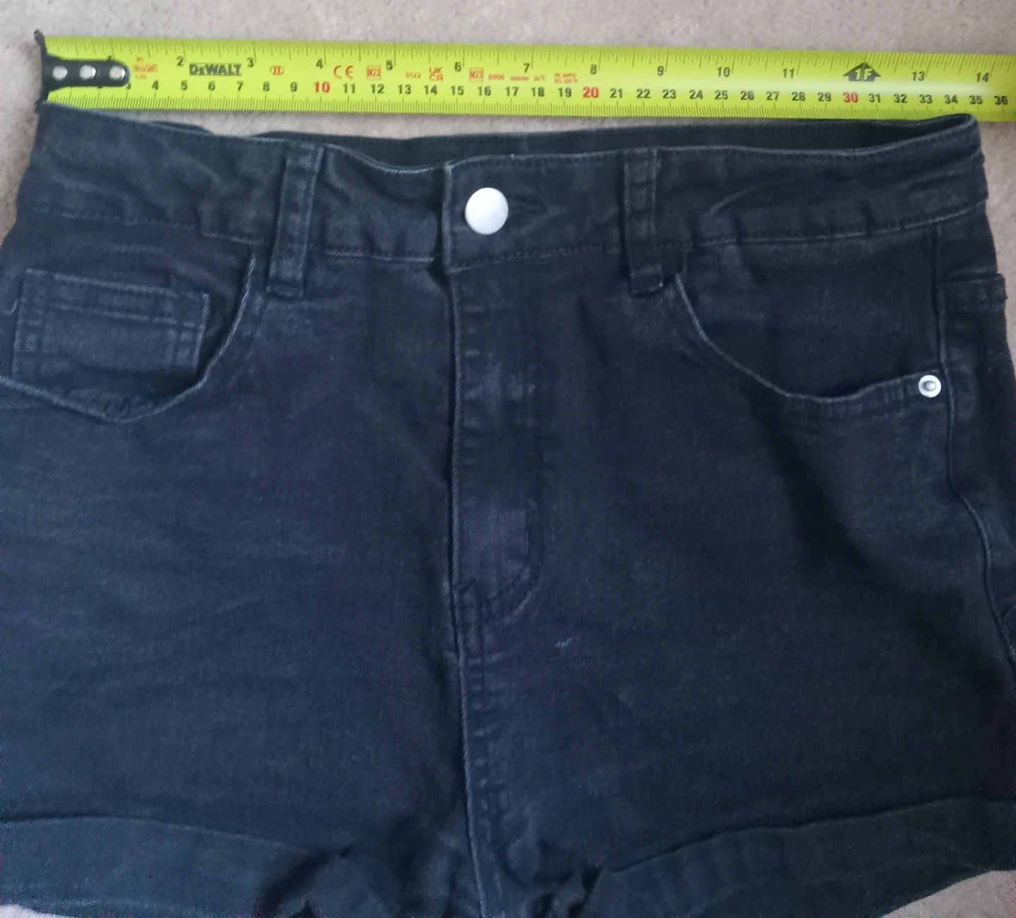 Black Denim High-Waisted Shorts - photo 4