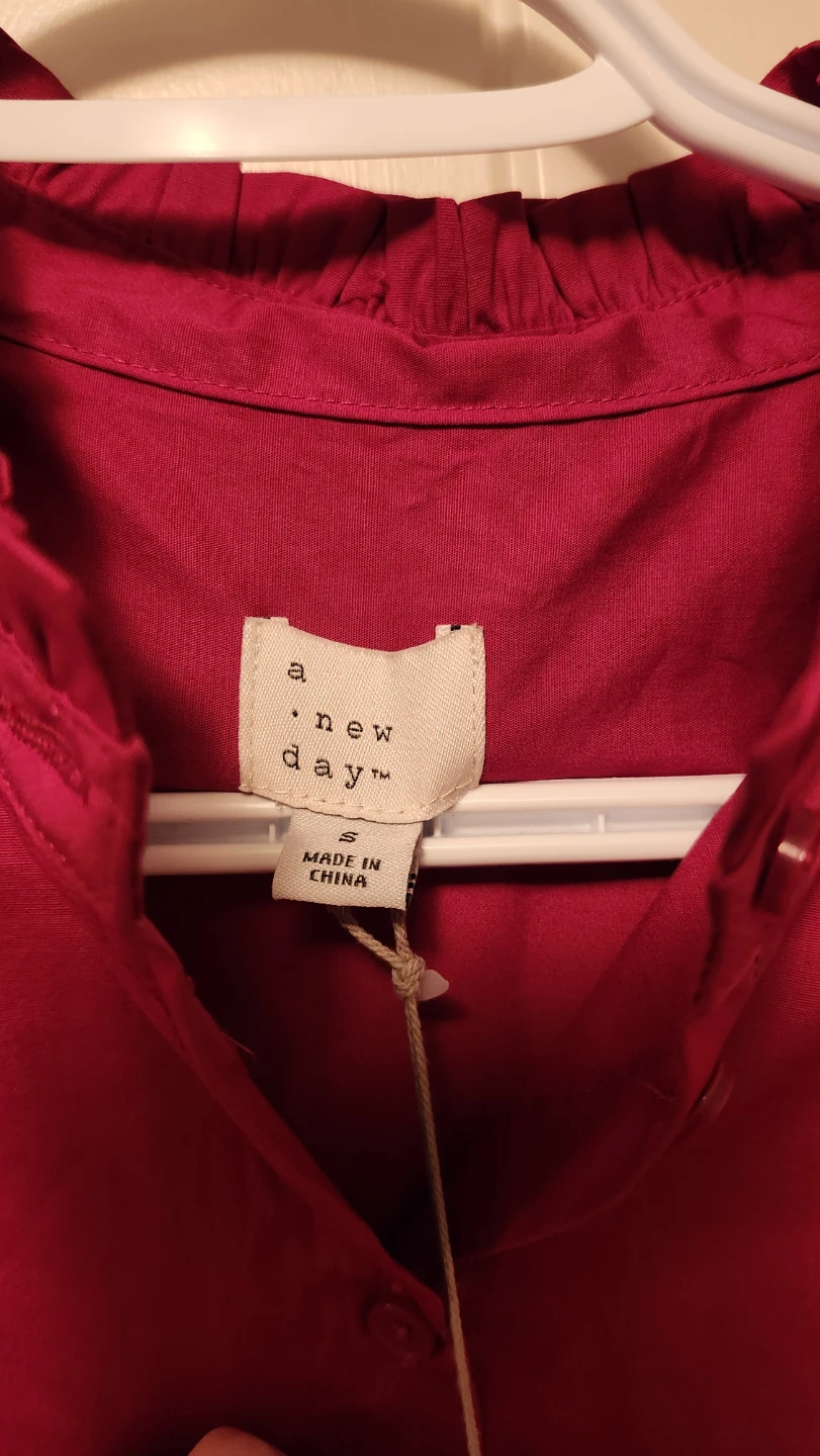 A New Day Women's Long Sleeve Button-Up Blouse - Red - Size S - photo 2