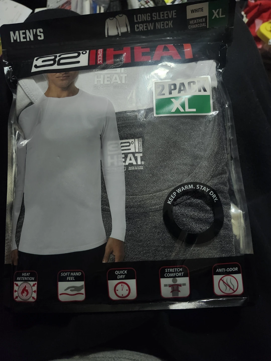 32 Degrees Heat Men's Long Sleeve Crew Neck Shirts (2 Pack) - XL