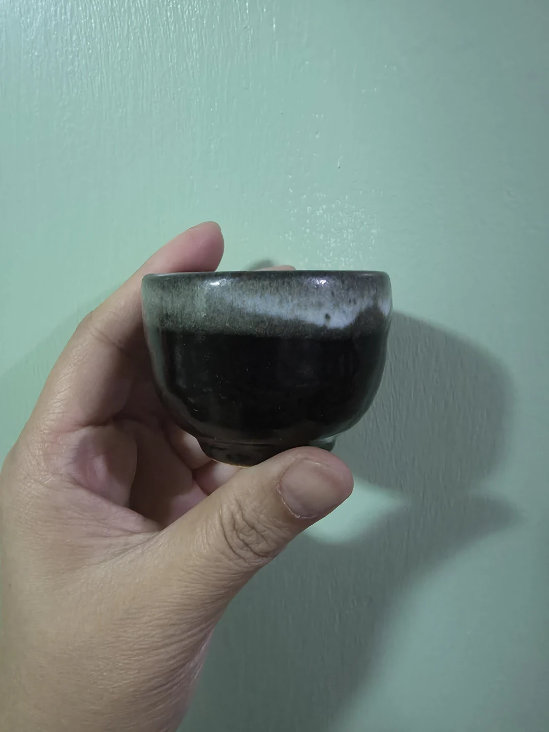 Small Black & Green Ceramic Sake Cup ⚽️