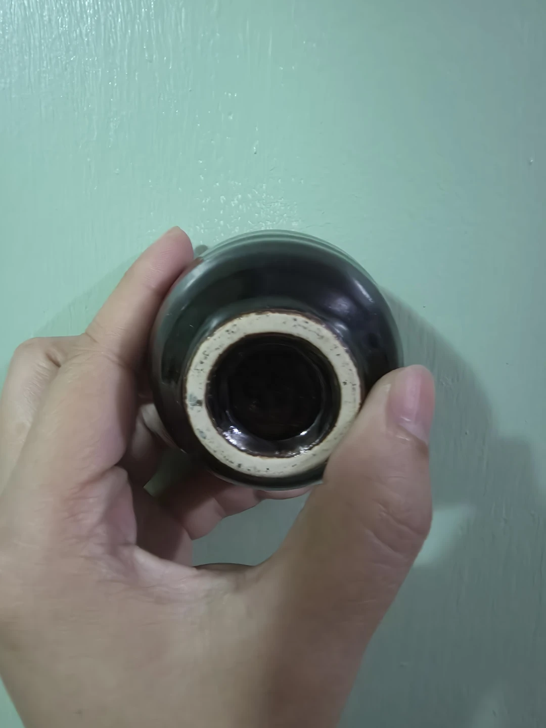 Small Black & Green Ceramic Sake Cup ⚽️ - photo 4