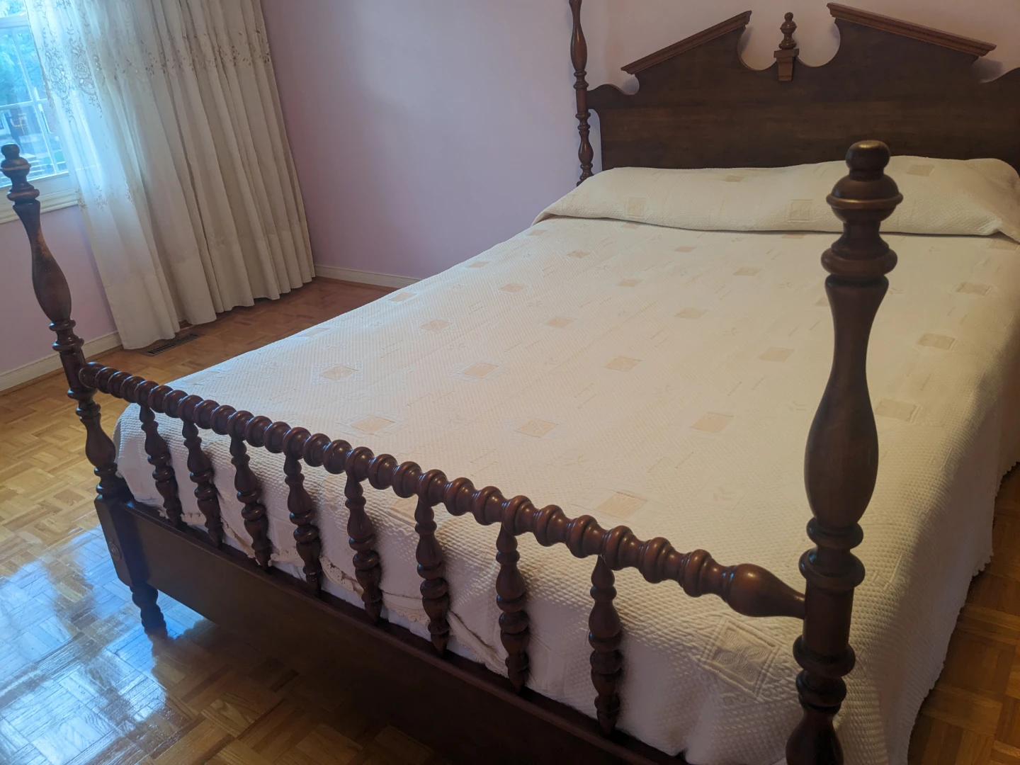 Vintage Dark Wood Queen Bed Set - photo 5