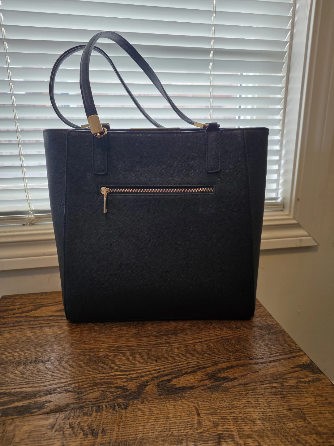 Black Tote Bag with Gold Accents