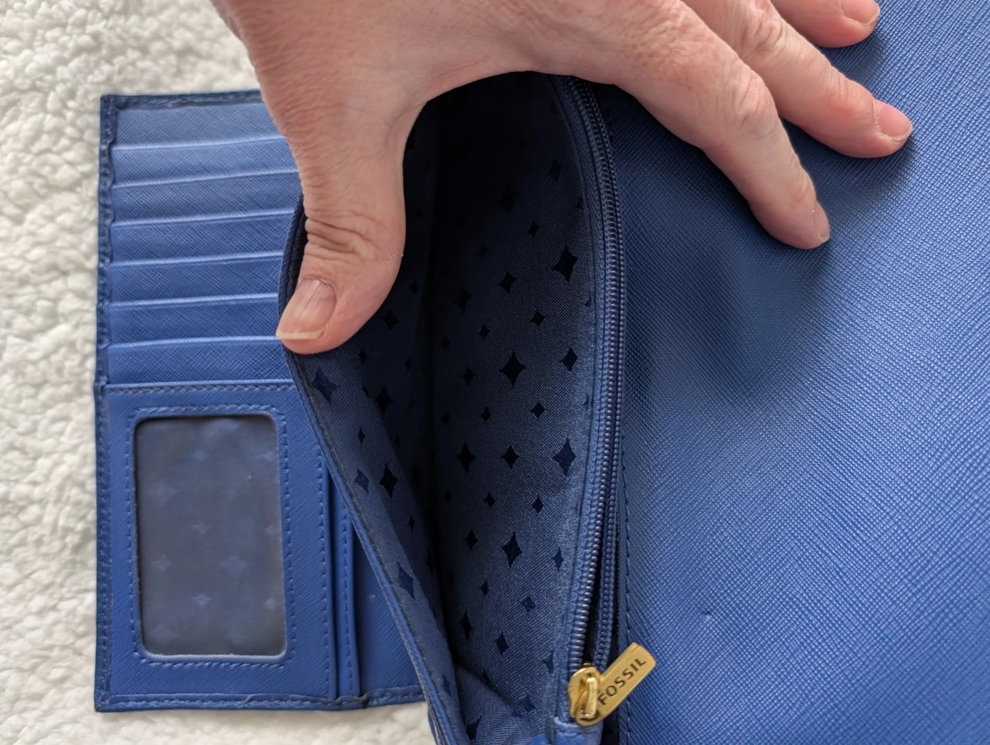 Blue Fossil Trifold Wallet - photo 3