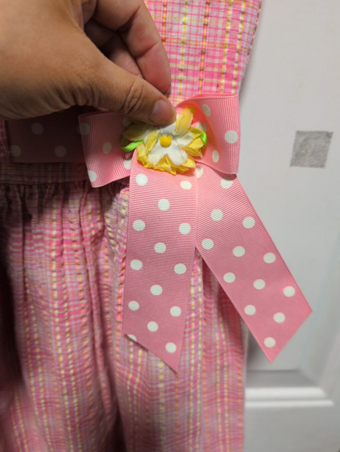 Bonnie Jean Pink Plaid Dress with Bow - Size 10 - photo 2
