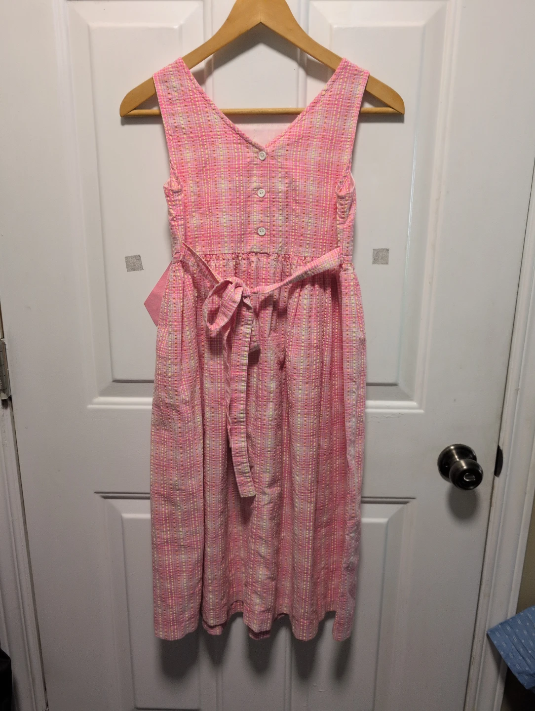 Bonnie Jean Pink Plaid Dress with Bow - Size 10 - photo 3