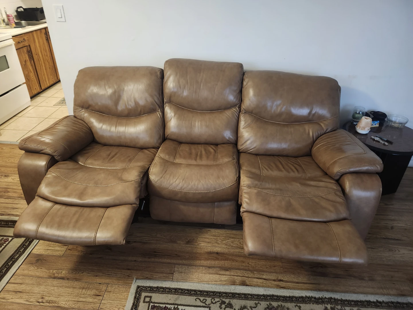 2 Brown Leather Reclining Sofa - photo 4