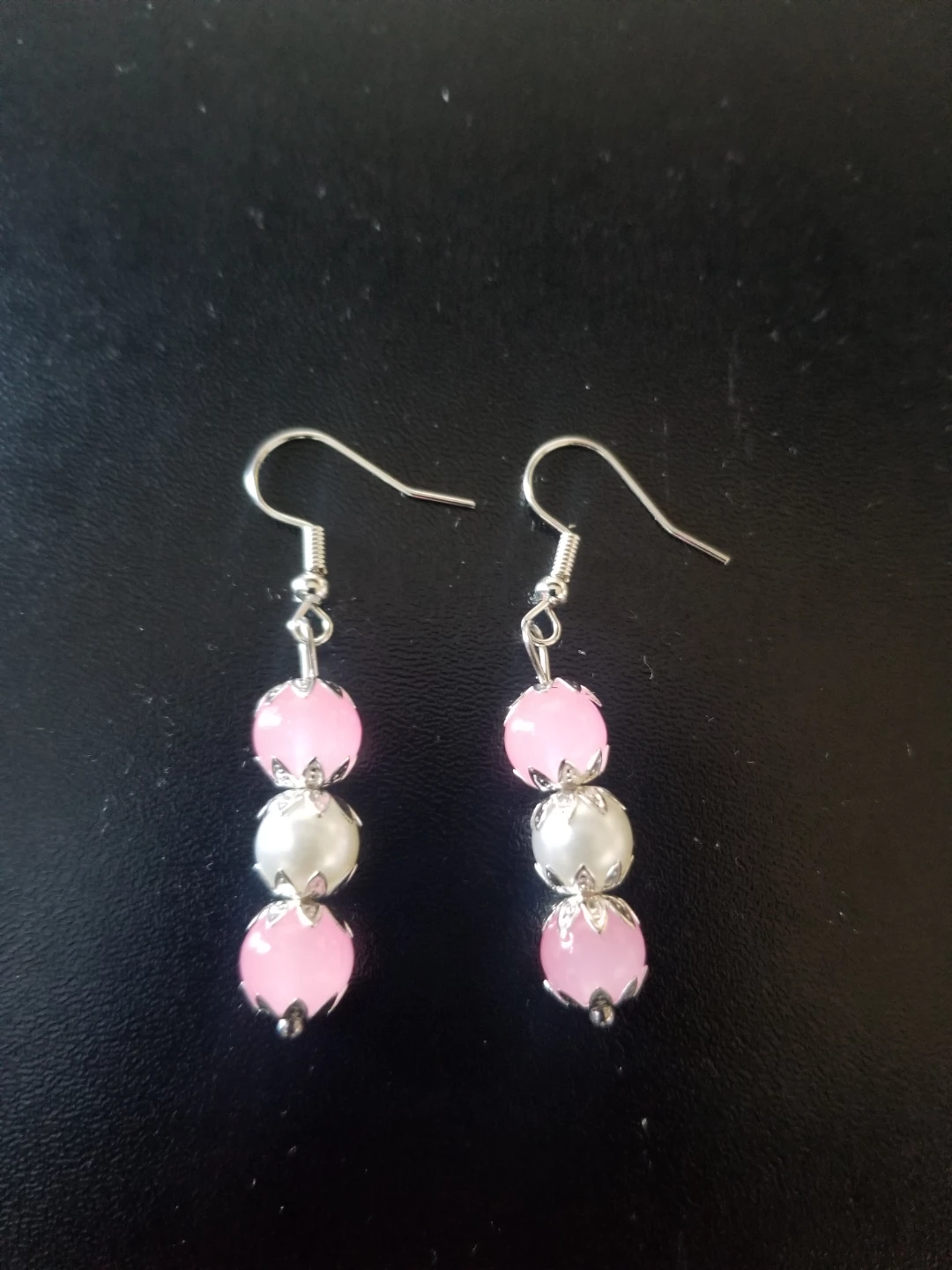 Pink and Silver Beaded Dangle Earrings⚽️ - photo 3