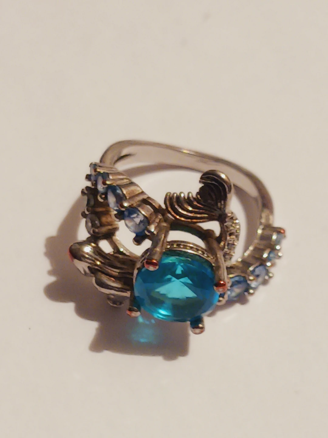 Gorgeous Blue Stone Ring. Size 8.