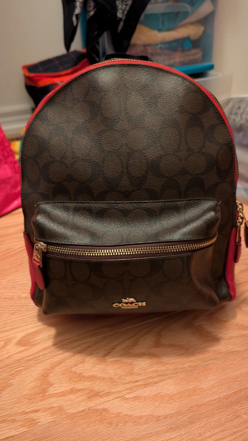Coach Signature Backpack - Red and Black